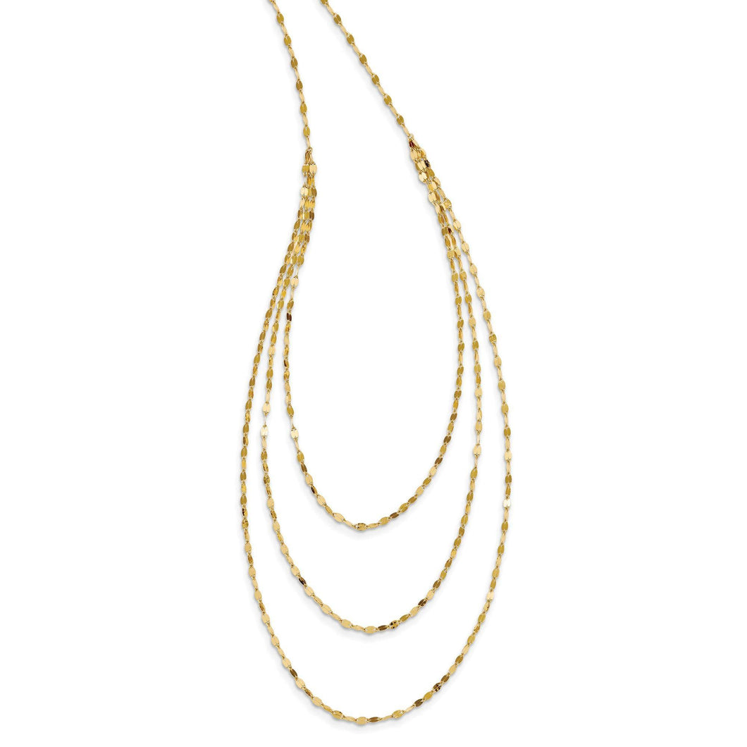 Yellow Gold Layered Three-Strand Chain Necklace | 1.5mm | 19.5 Inches