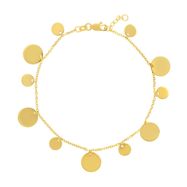 Yellow Gold Medallion Disc Bracelet | 7.5 Inches