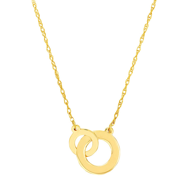 Yellow Gold Mini Interlocked Circles Necklace