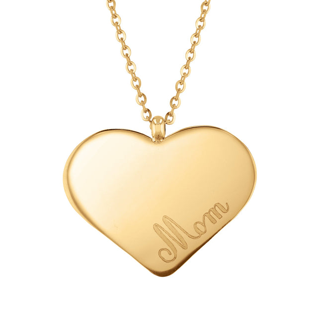Yellow Gold Mom Heart Pendant Necklace