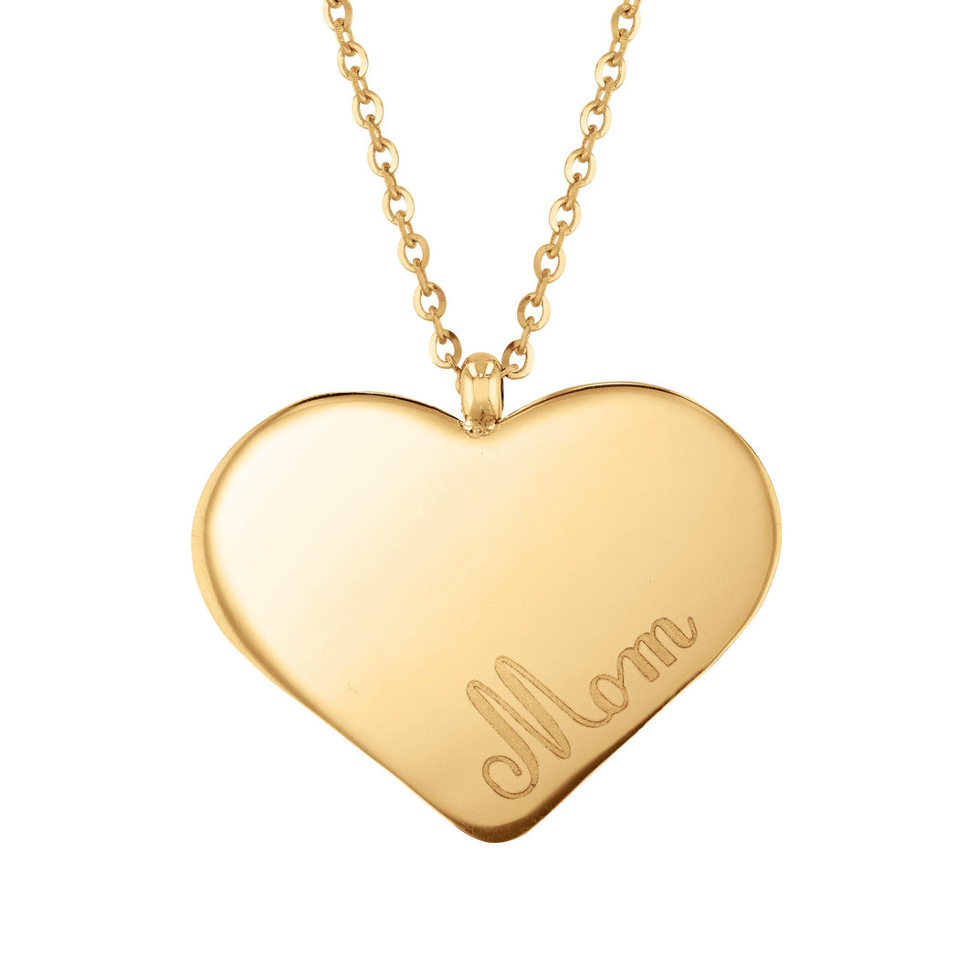 Yellow Gold Mom Heart Pendant Necklace