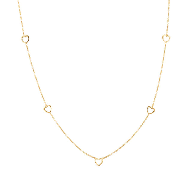 Yellow Gold Multi Heart Necklace