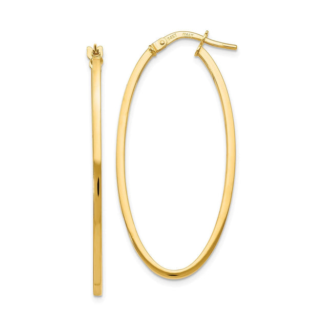 Yellow Gold Oval Hoop Earrings | 1.5x40mm