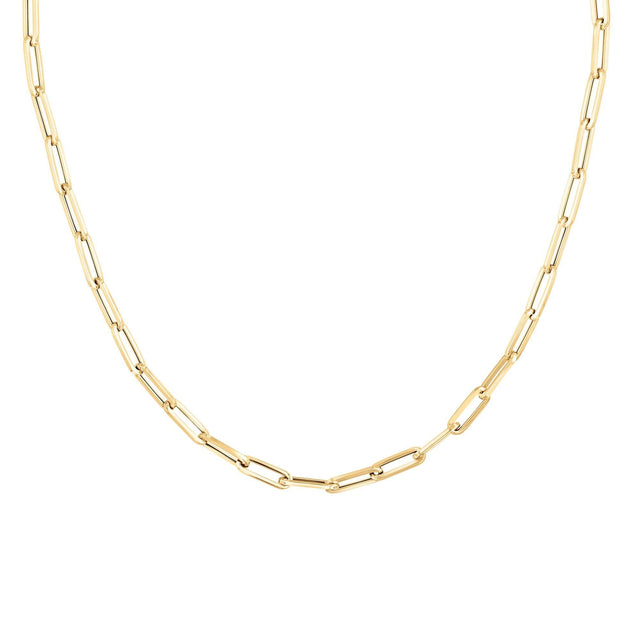 Yellow Gold Paperclip Link Chain Necklace 4.2mm, 24 Inches