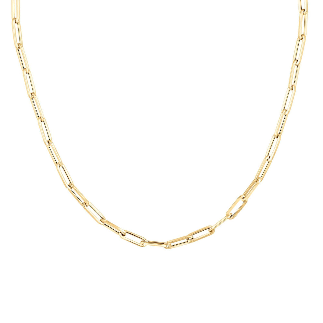 Yellow Gold Paperclip Link Chain Necklace 4.2mm, 24 Inches