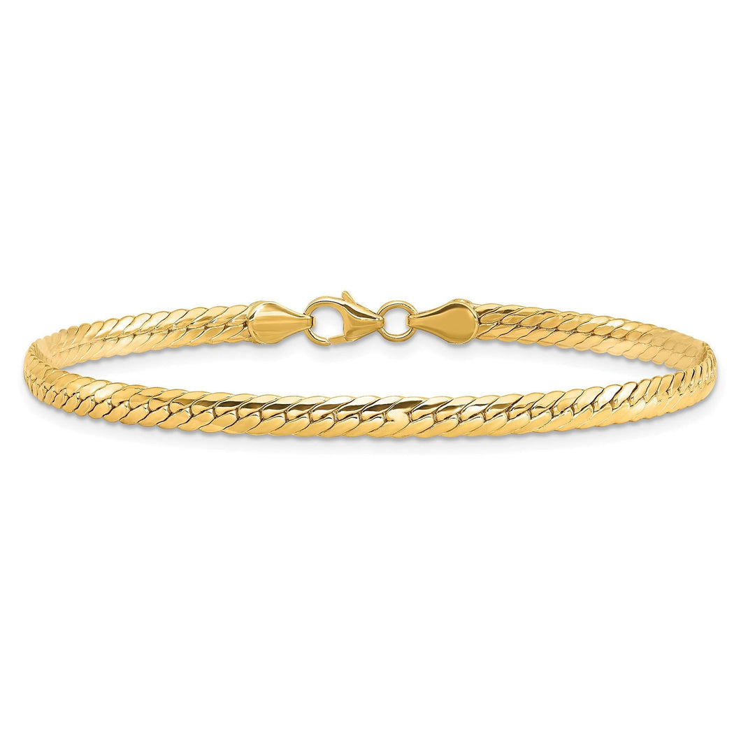 Yellow Gold Polished Fancy Link Bracelet | 3mm | 7.5 Inches