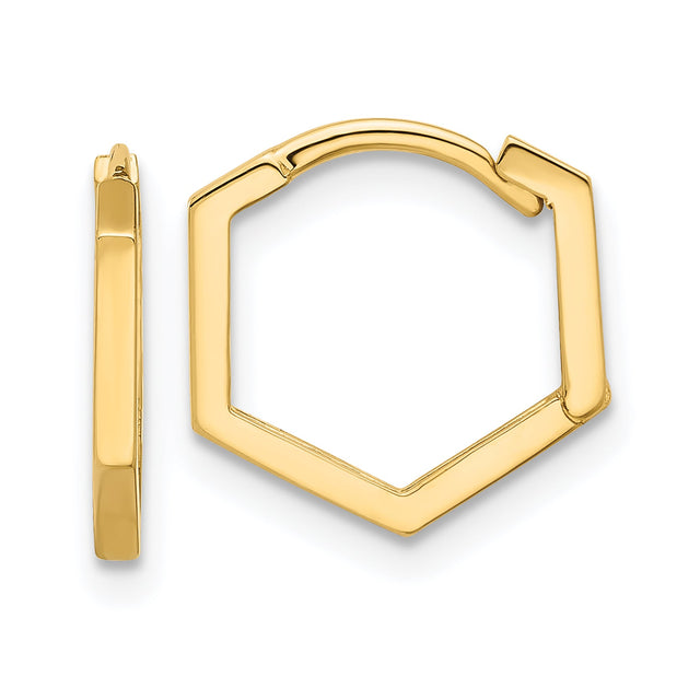Yellow Gold Polished Geometric Hoop Earrings