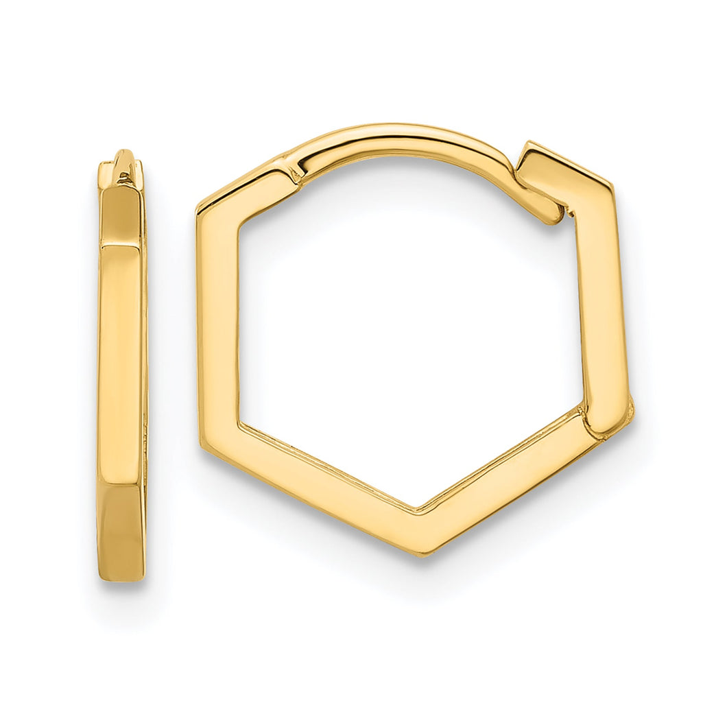 Yellow Gold Polished Geometric Hoop Earrings