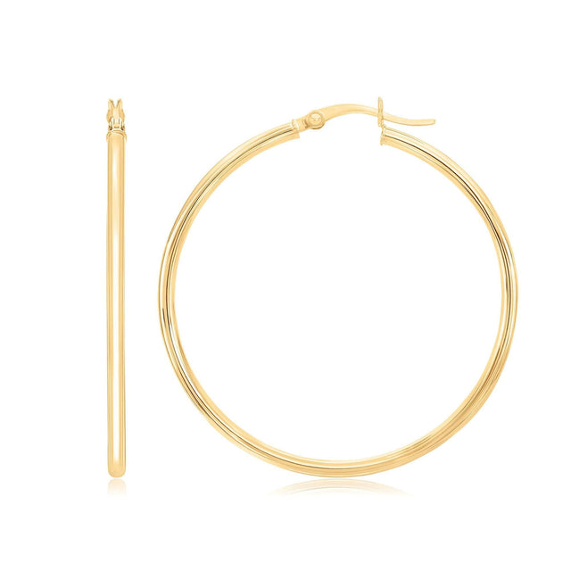 Yellow Gold Polished Hoop Earrings, 40mm