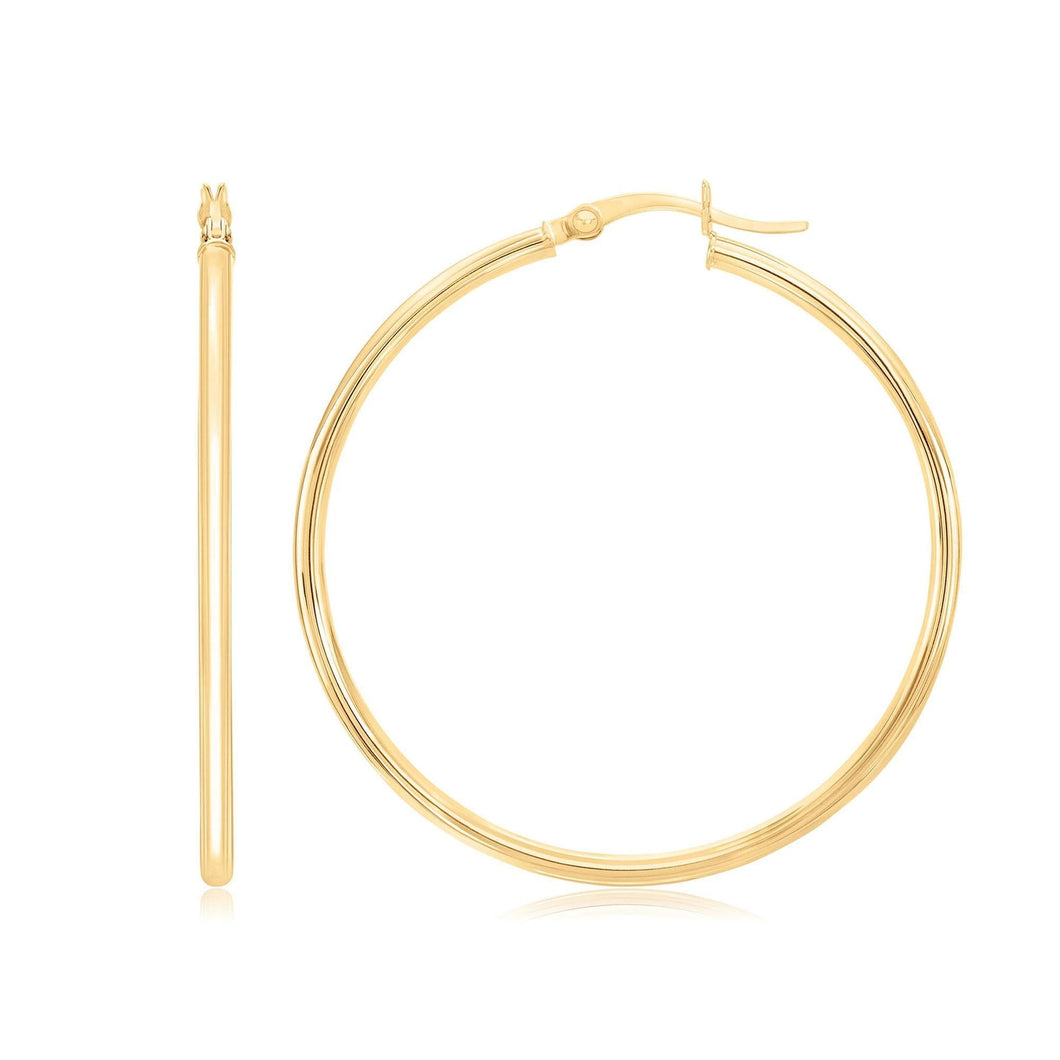 Yellow Gold Polished Hoop Earrings, 40mm