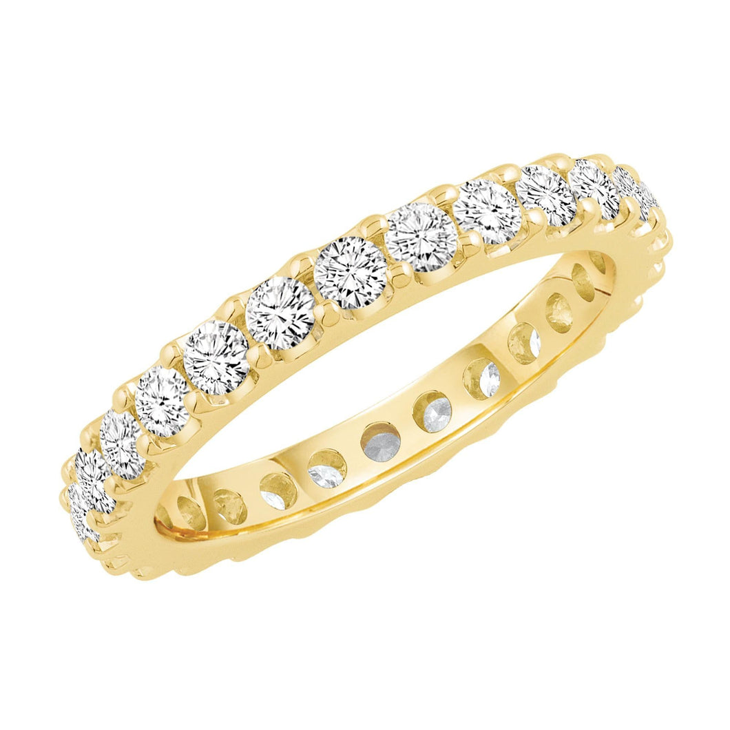 Yellow Gold Prong Set Round Diamond Eternity Band 1 1/2ctw