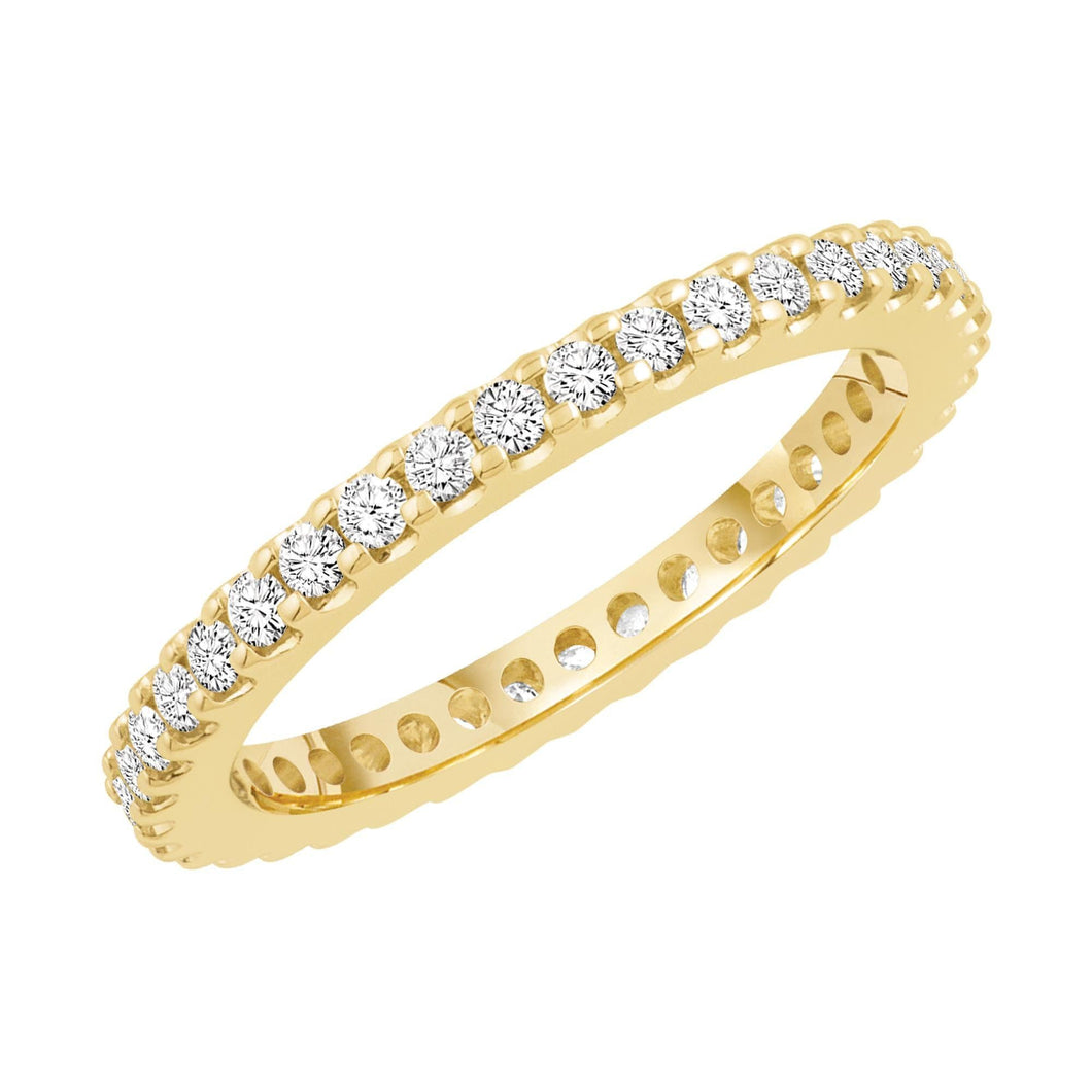 Yellow Gold Prong Set Round Diamond Eternity Band 1/2ctw