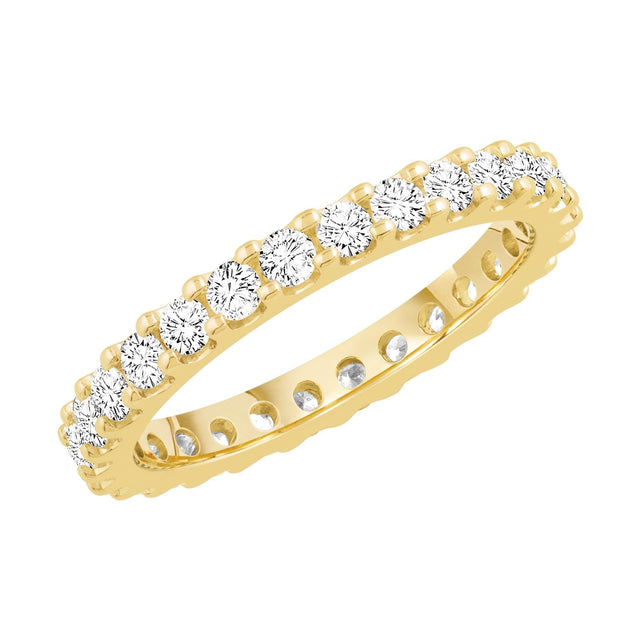 Yellow Gold Prong Set Round Diamond Eternity Band 1ctw
