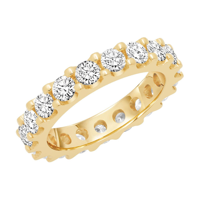 Yellow Gold Prong Set Round Diamond Eternity Band 2 1/2ctw