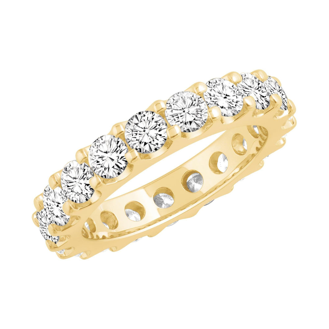 Yellow Gold Prong Set Round Diamond Eternity Band 3ctw