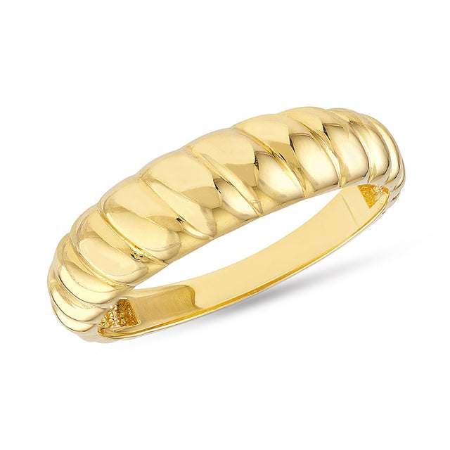 Yellow Gold Ribbed Dome Ring