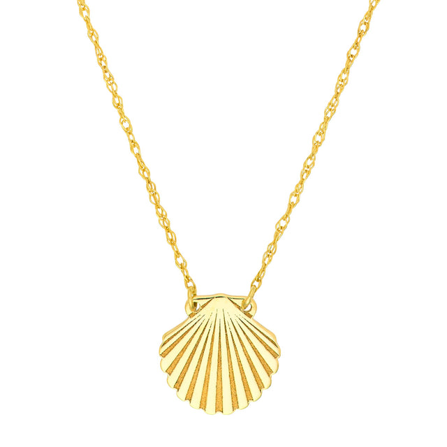 Yellow Gold Seashell Pendant Necklace