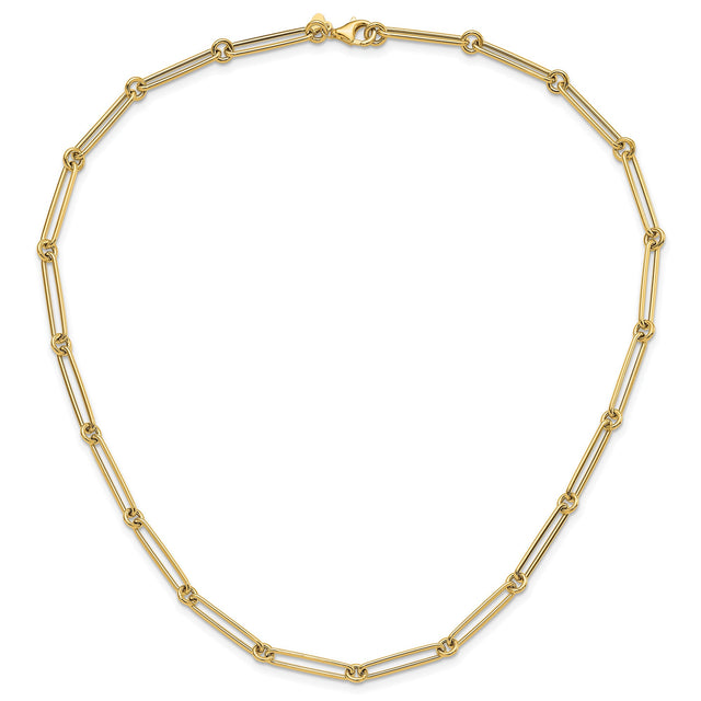 Yellow Gold Semi-Solid Paperclip Link Chain Necklace 4.5mm - 18 Inches