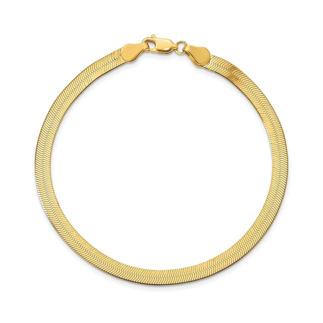 Yellow Gold Silky Herringbone Chain Bracelet 4mm