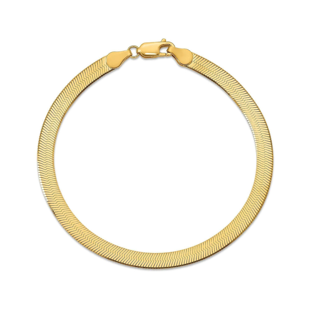 Yellow Gold Silky Herringbone Chain Bracelet 5mm