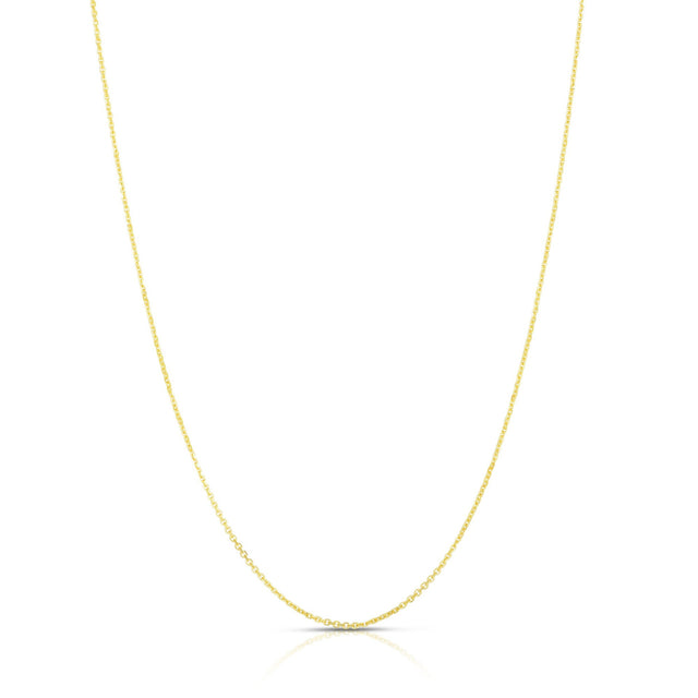 Yellow Gold Solid Adjustable Diamond-Cut Cable Chain Necklace | 1.1mm | 22 Inches