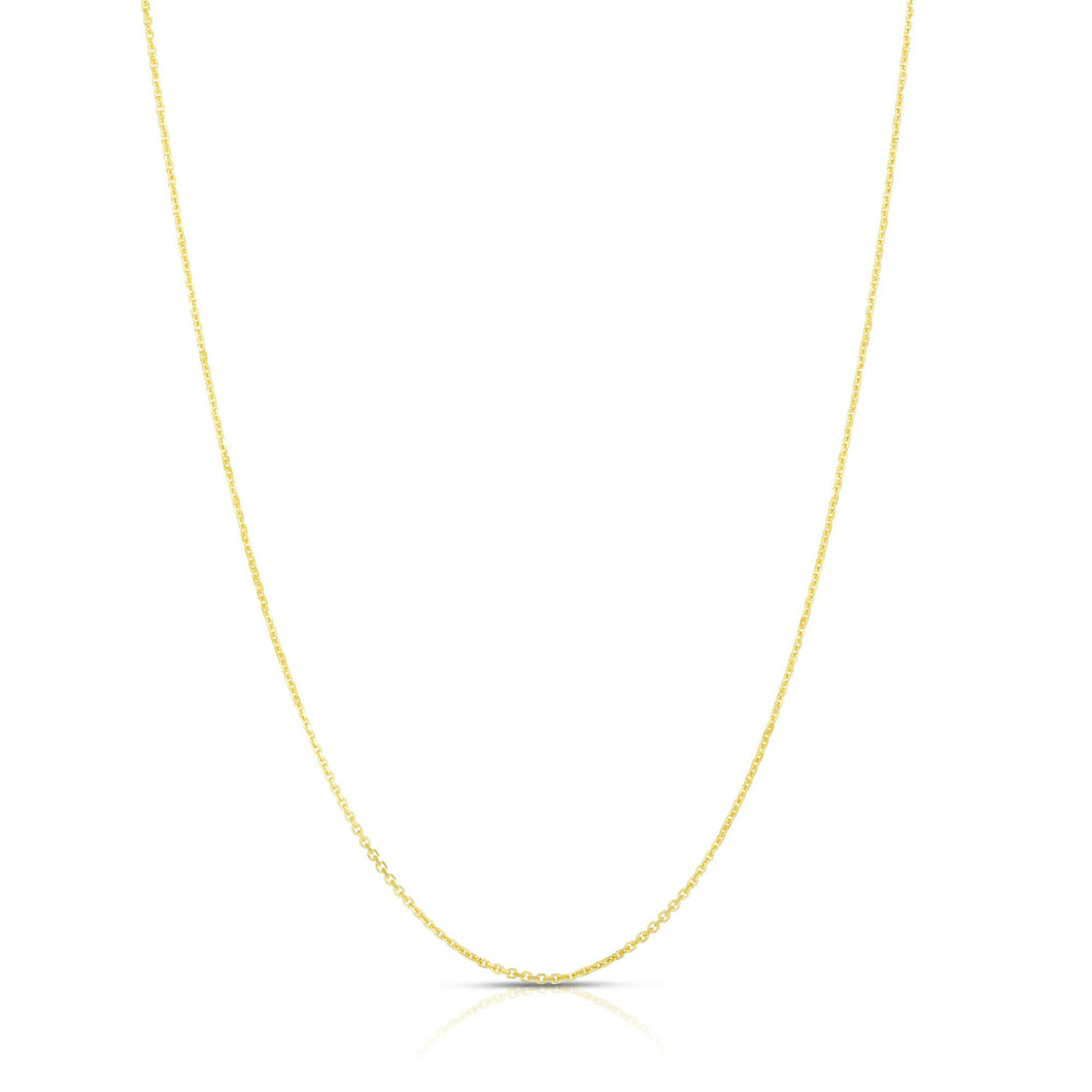 Yellow Gold Solid Adjustable Diamond-Cut Cable Chain Necklace | 1.1mm | 22 Inches