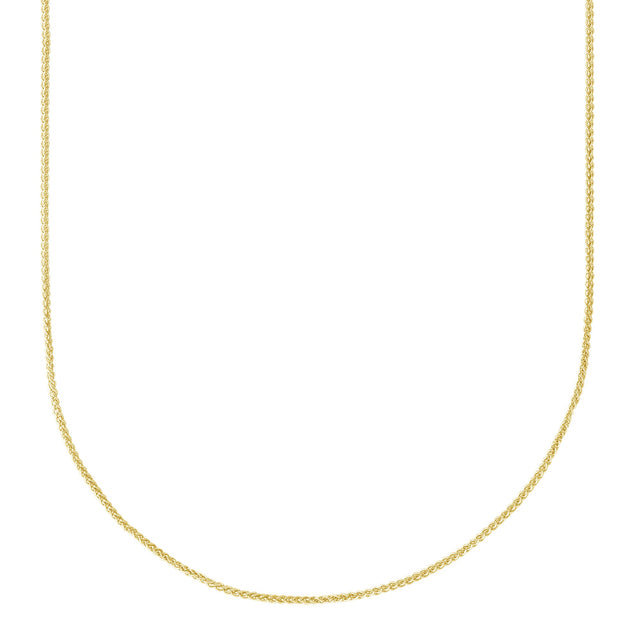 Yellow Gold Solid Adjustable Round Wheat Chain Necklace | 1.05mm | 22 Inches