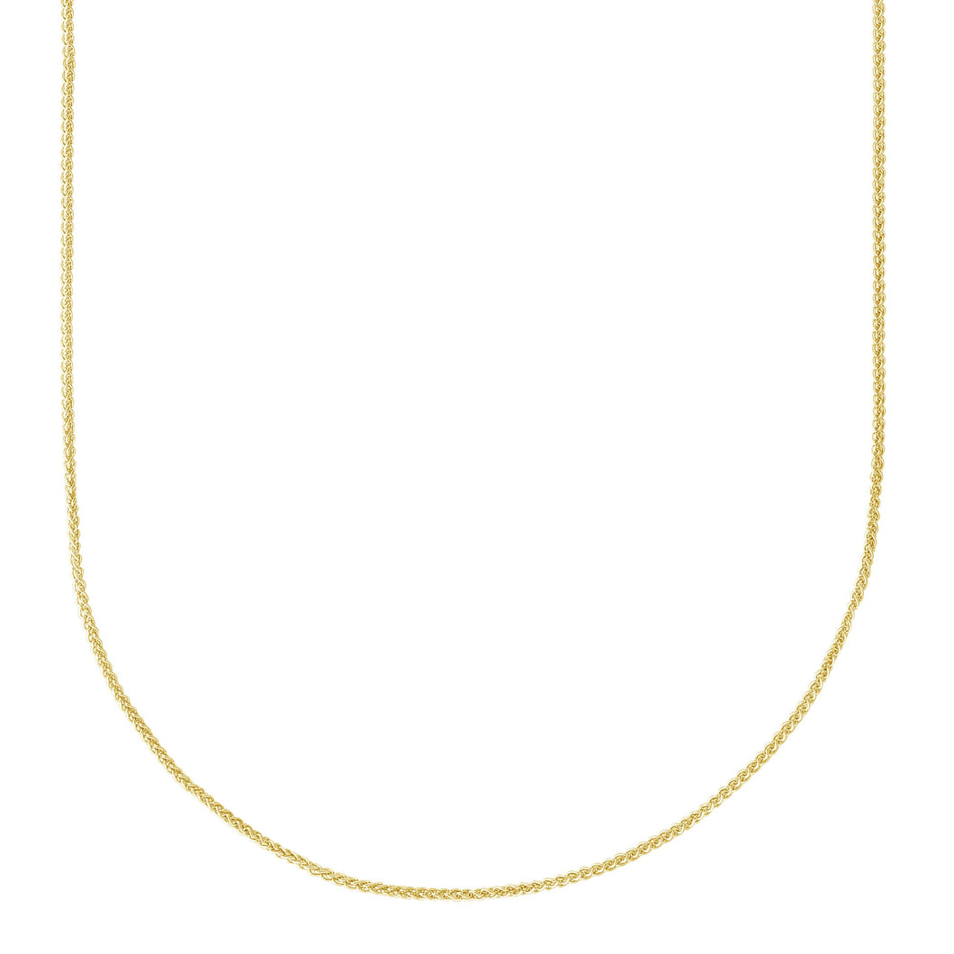 Yellow Gold Solid Adjustable Round Wheat Chain Necklace | 1.05mm | 22 Inches