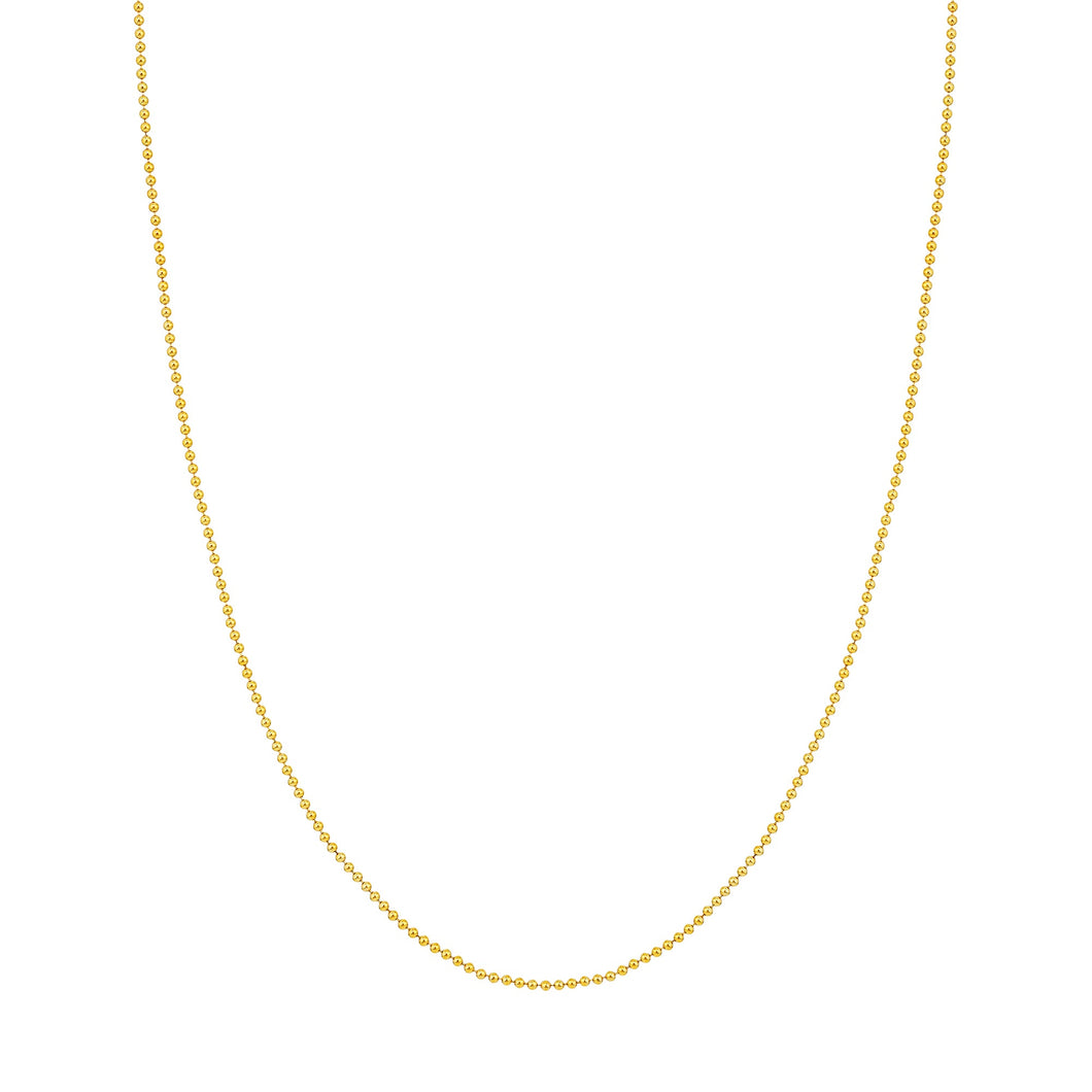 Yellow Gold Solid Bead Chain Necklace | 1.5mm | 16 Inches