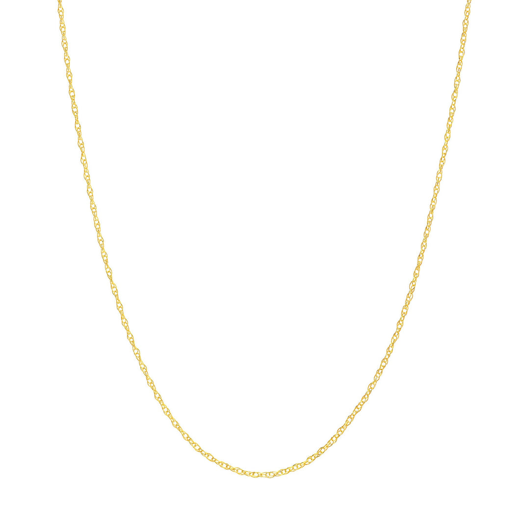 Yellow Gold Solid Cable Chain Necklace | .8mm | 18 Inches