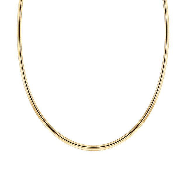 Yellow Gold Solid Classic Omega Chain Necklace | 4mm | 18 Inches