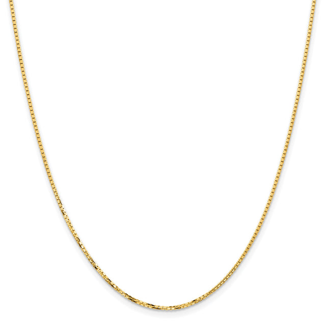 Yellow Gold Solid Concave Box Chain Necklace | 1.45mm | 24 Inches