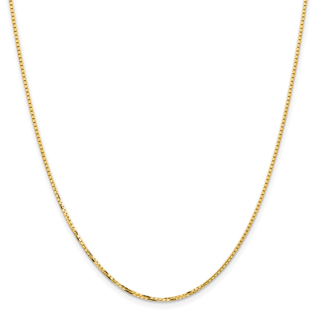 Yellow Gold Solid Concave Box Chain Necklace | 1.45mm | 24 Inches