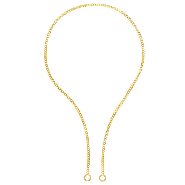 Yellow Gold Solid Curb Push Lock Chain - 18 Inches