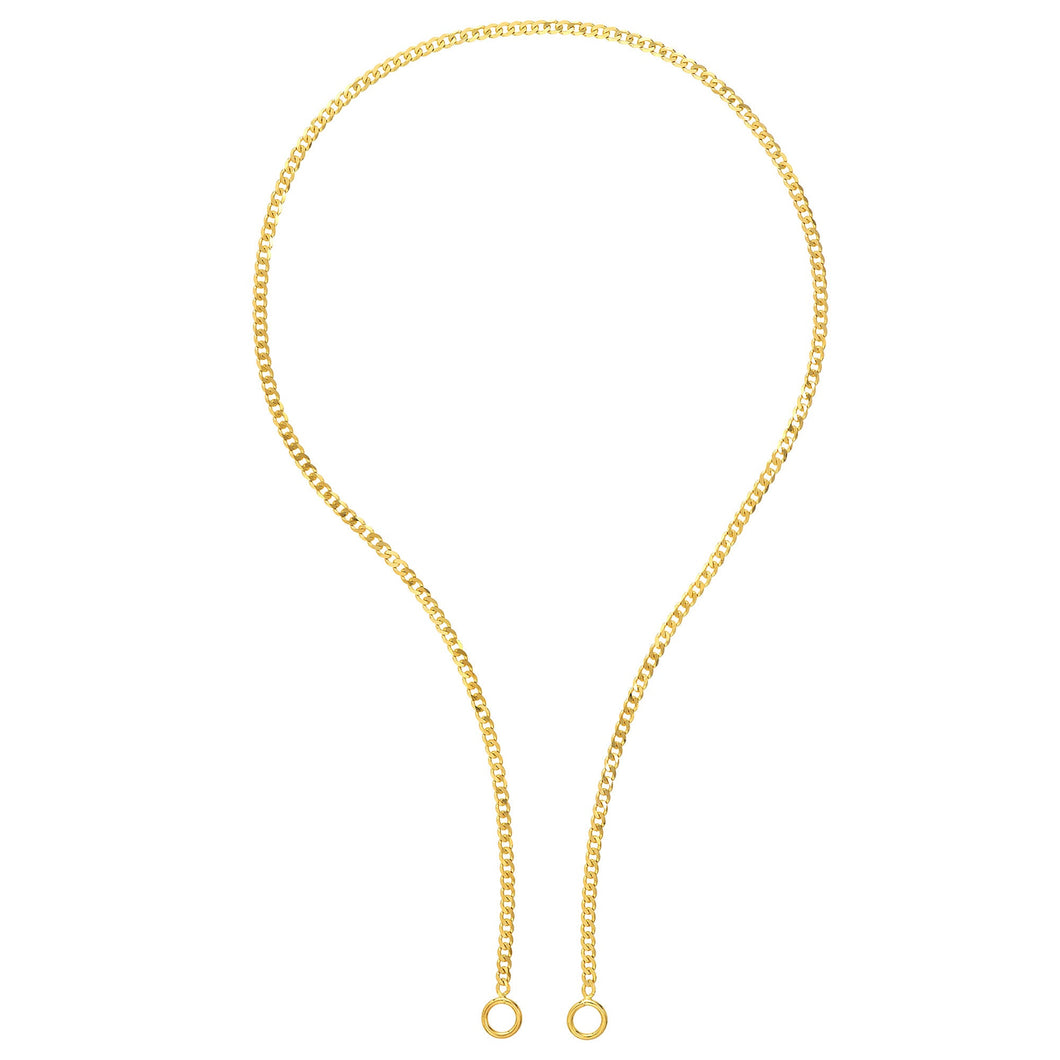 Yellow Gold Solid Curb Push Lock Chain - 18 Inches