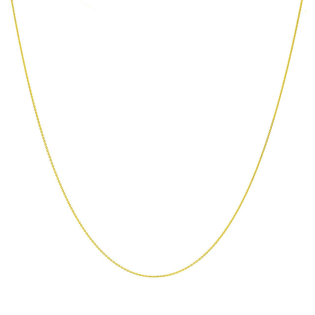 Yellow Gold Solid Diamond Cut Cable Chain Necklace | 0.8mm | 16 inches