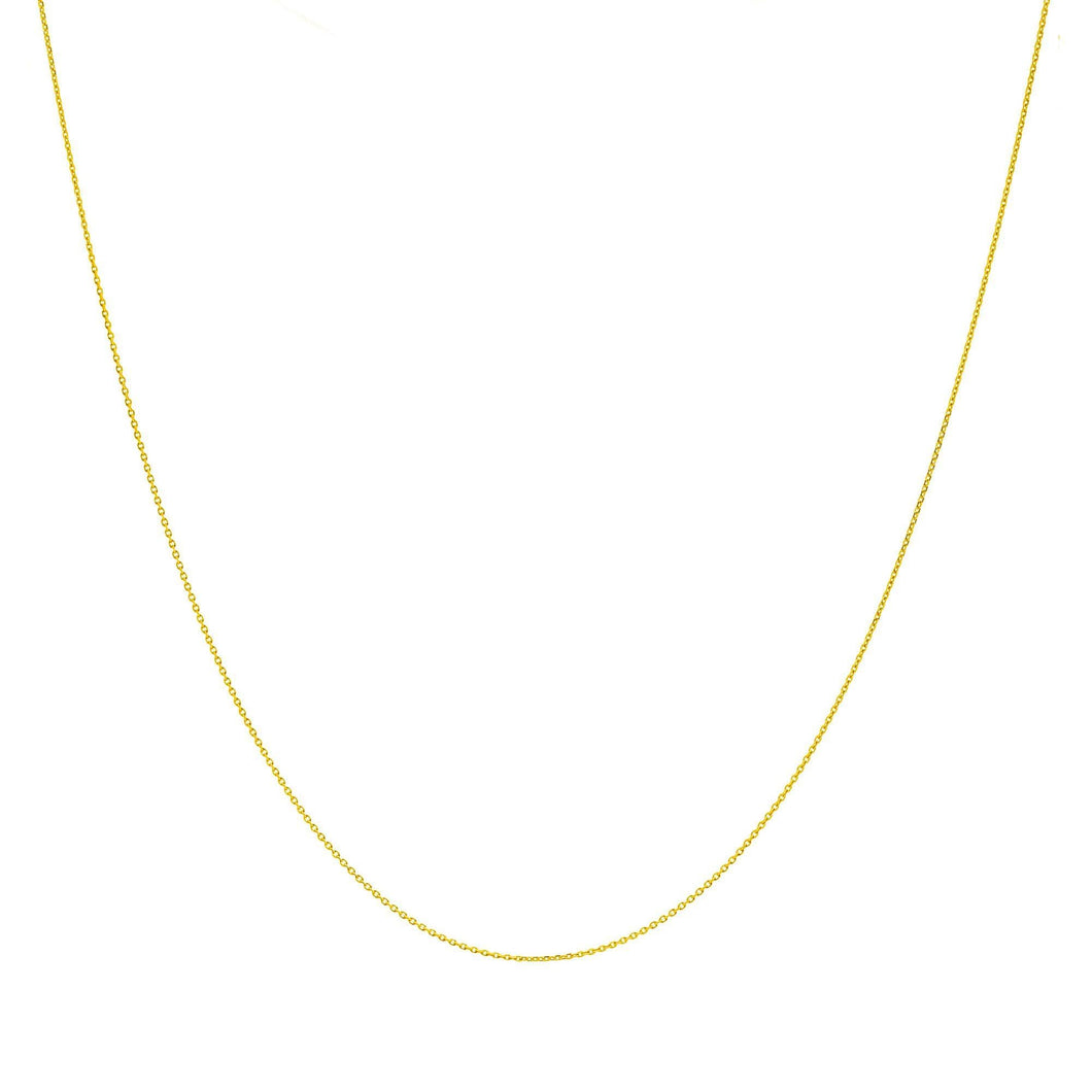 Yellow Gold Solid Diamond Cut Cable Chain Necklace | 0.8mm | 16 inches