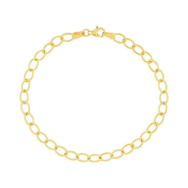 Yellow Gold Solid Fancy Cable Chain Bracelet | 5mm | 7.5 Inches