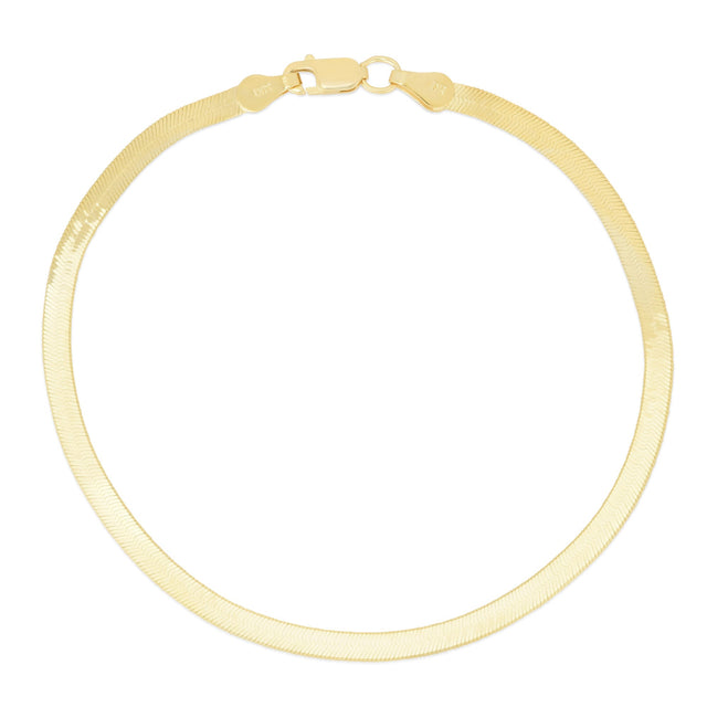 Yellow Gold Solid Imperial Herringbone Chain Bracelet | 6mm | 7 Inches