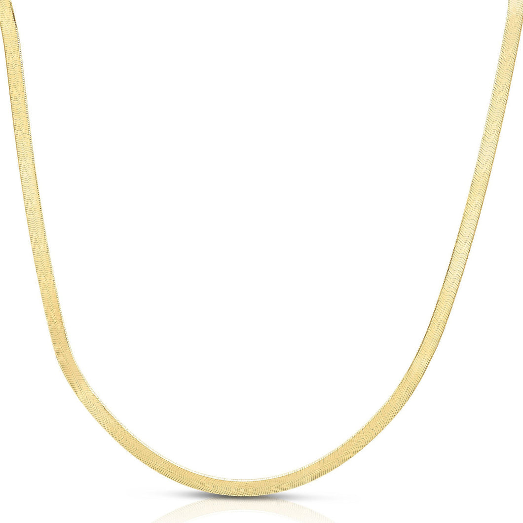 Yellow Gold Solid Imperial Herringbone Chain Necklace | 6mm | 16 Inches