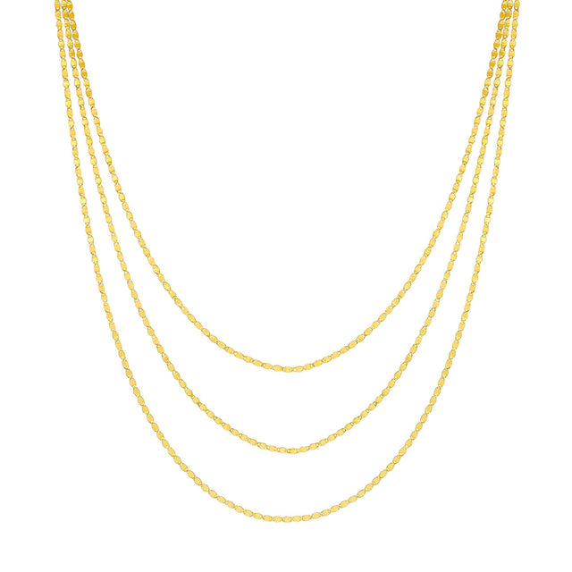 Yellow Gold Solid Multi-Strand Valentino Adjustable Necklace | 2.7mm | 18 Inches