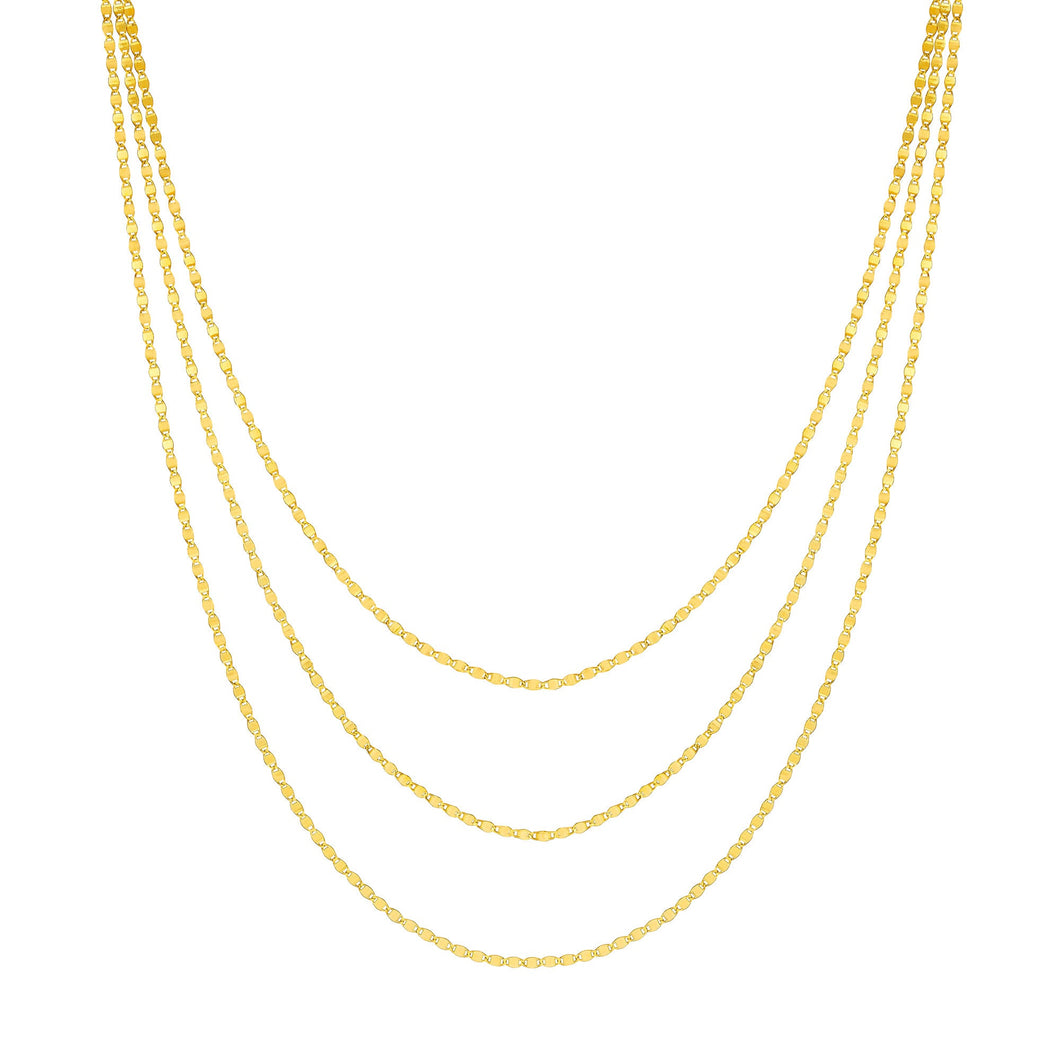 Yellow Gold Solid Multi-Strand Valentino Adjustable Necklace | 2.7mm | 18 Inches