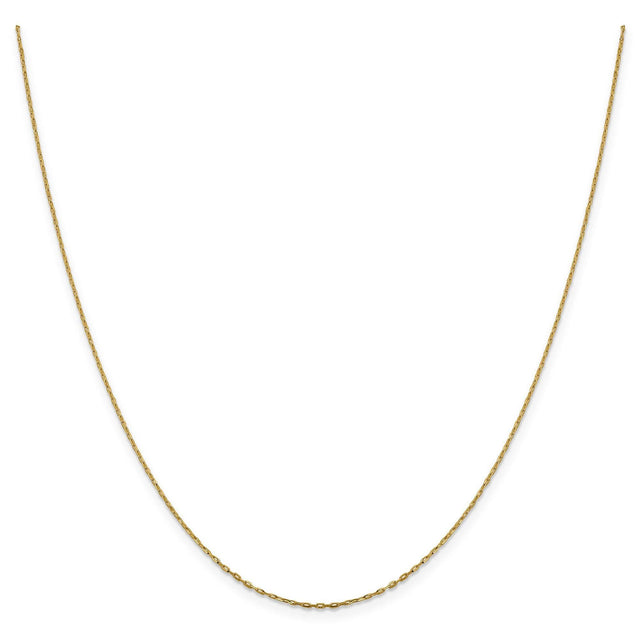 Yellow Gold Solid Open Long Link Cable Chain Necklace | 1mm | 20 Inches
