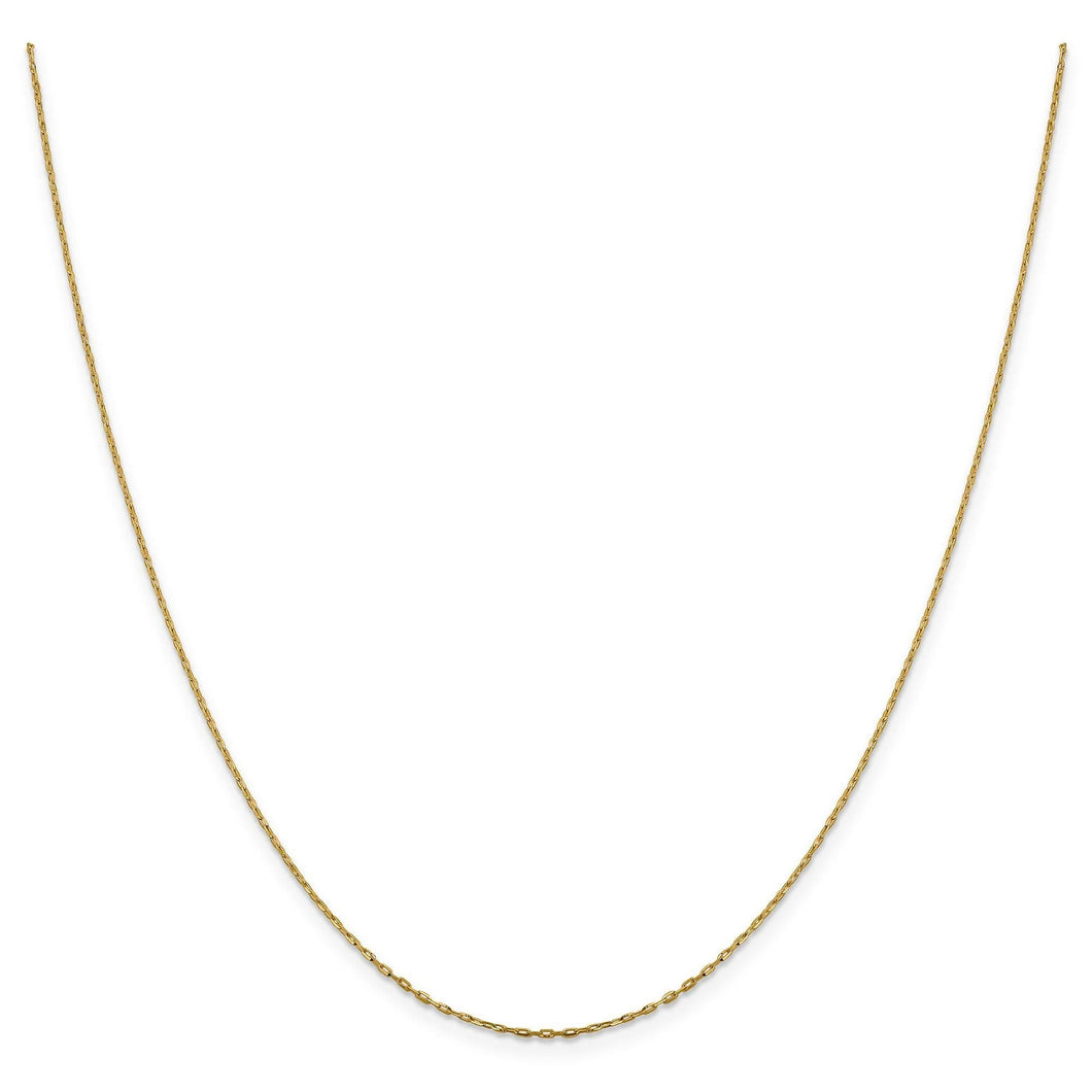 Yellow Gold Solid Open Long Link Cable Chain Necklace | 1mm | 20 Inches