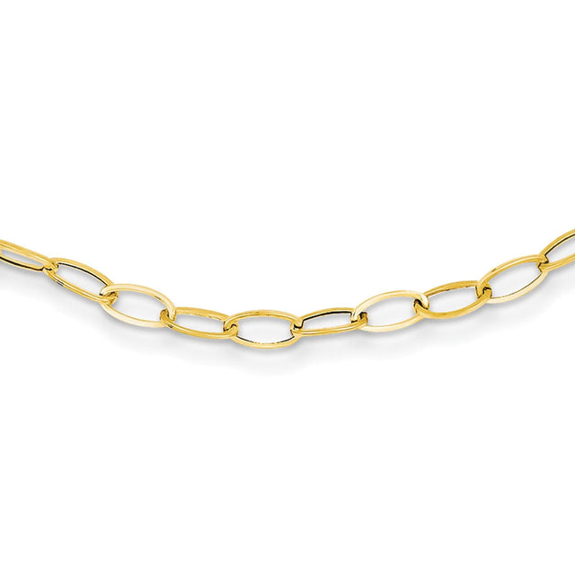 Yellow Gold Solid Oval Link Necklace | 18 Inches