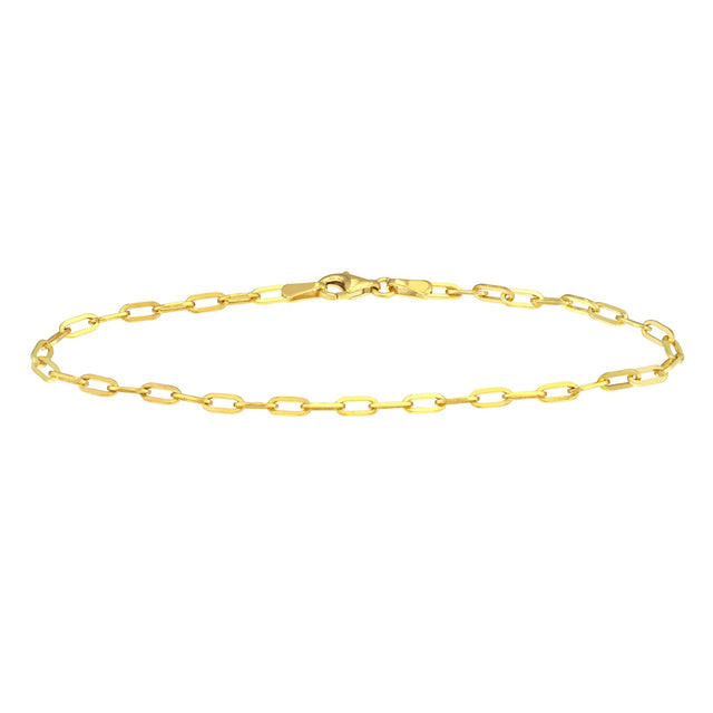 Yellow Gold Solid Petite Paperclip Chain Bracelet | 2.5mm | 7.25 Inches