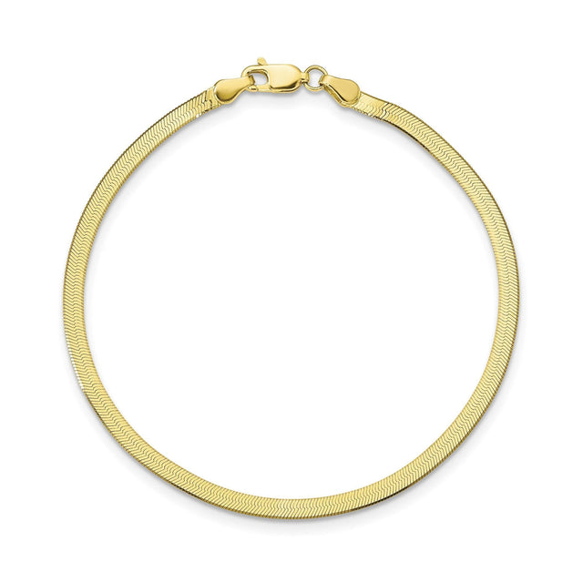 Yellow Gold Solid Silky Herringbone Chain Bracelet 3mm, 7 inches