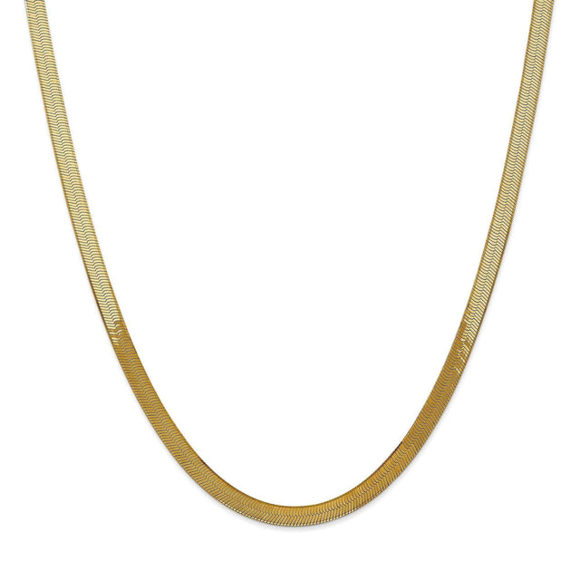 Yellow Gold Solid Silky Herringbone Chain Necklace | 5mm | 18 Inches
