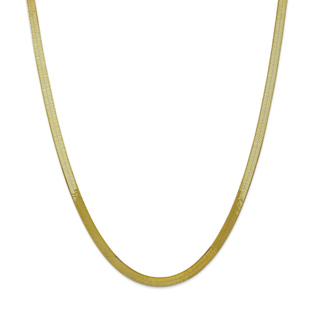 Yellow Gold Solid Silky Herringbone Chain Necklace | 5mm | 22 Inches