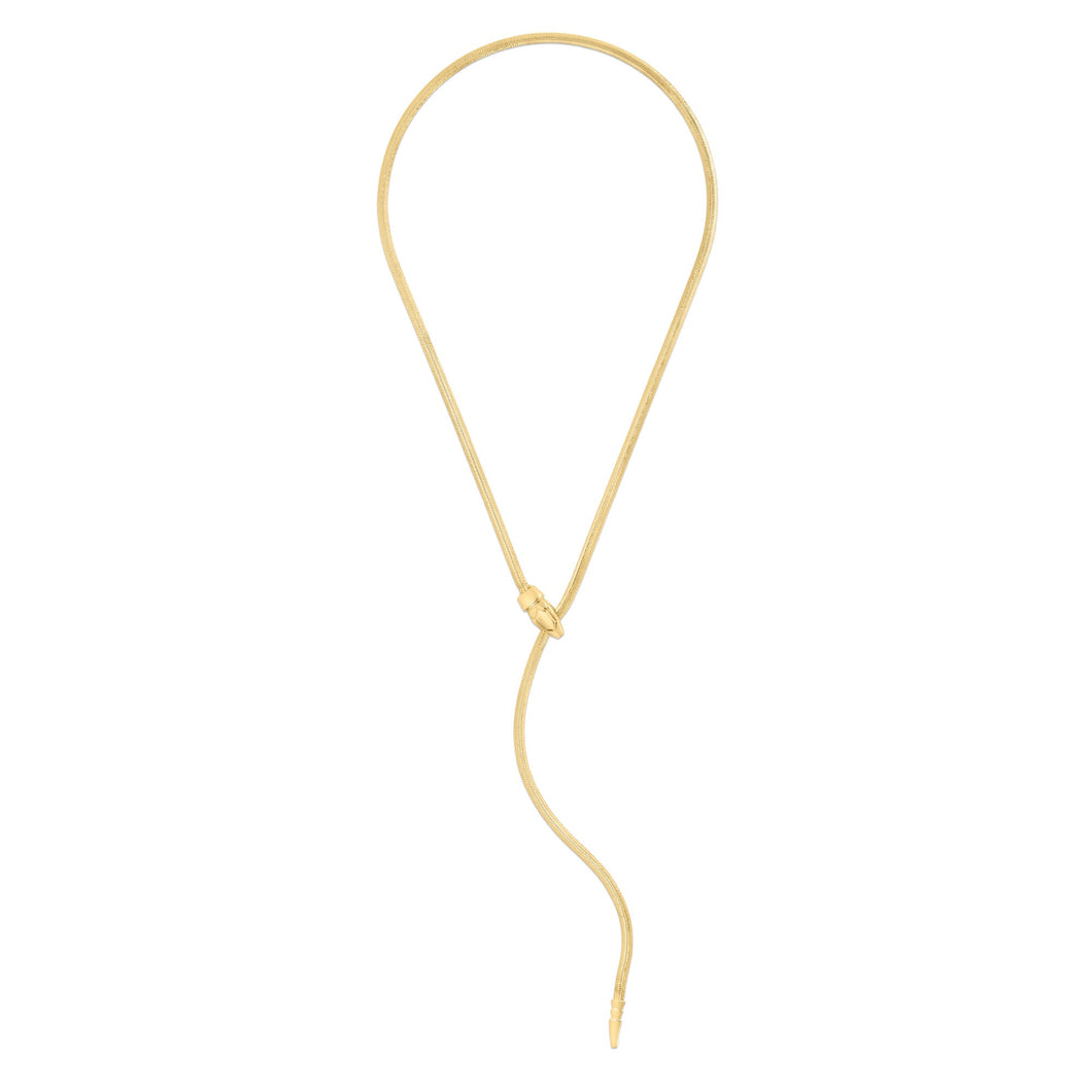 Yellow Gold Solid Snake Chain Lariat Necklace | 2.7mm | 18 Inches